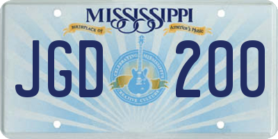 MS license plate JGD200
