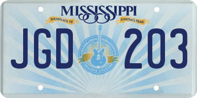 MS license plate JGD203