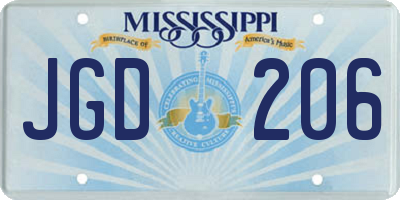 MS license plate JGD206
