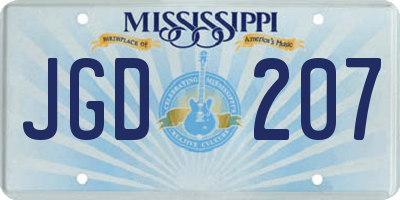 MS license plate JGD207