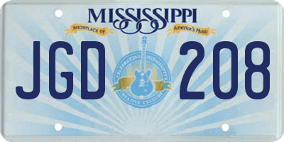 MS license plate JGD208