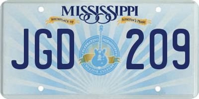 MS license plate JGD209