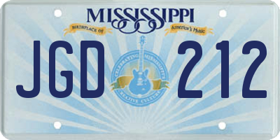 MS license plate JGD212
