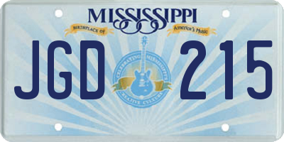 MS license plate JGD215
