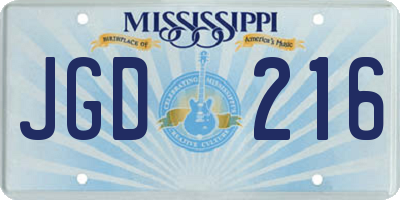 MS license plate JGD216