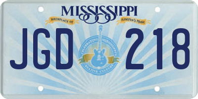 MS license plate JGD218