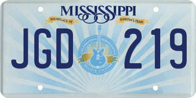 MS license plate JGD219