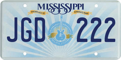 MS license plate JGD222