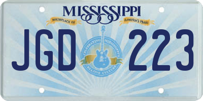 MS license plate JGD223
