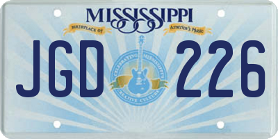 MS license plate JGD226