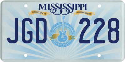 MS license plate JGD228