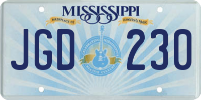 MS license plate JGD230