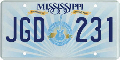 MS license plate JGD231