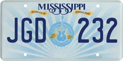MS license plate JGD232