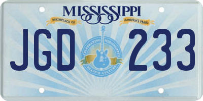 MS license plate JGD233