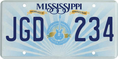 MS license plate JGD234