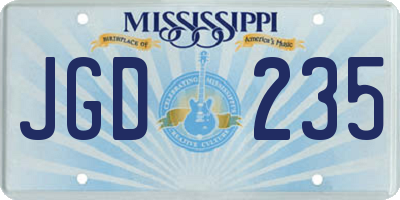 MS license plate JGD235