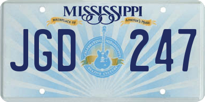 MS license plate JGD247