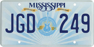 MS license plate JGD249