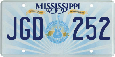MS license plate JGD252