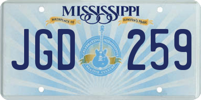 MS license plate JGD259