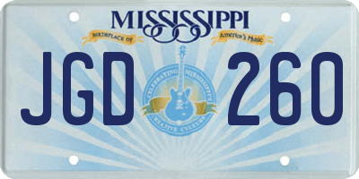 MS license plate JGD260