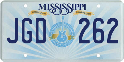 MS license plate JGD262