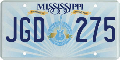 MS license plate JGD275