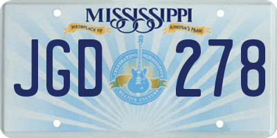 MS license plate JGD278