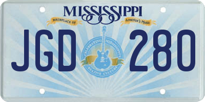 MS license plate JGD280