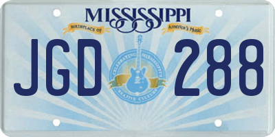 MS license plate JGD288