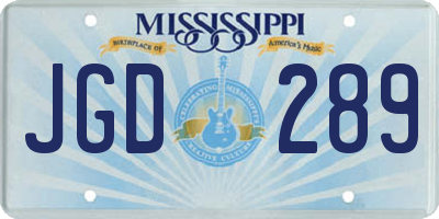 MS license plate JGD289