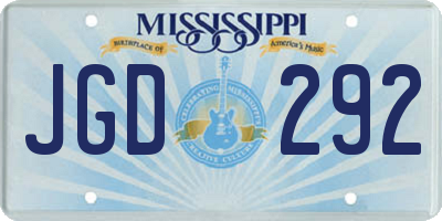 MS license plate JGD292