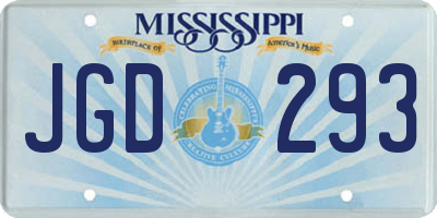 MS license plate JGD293
