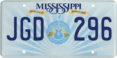 MS license plate JGD296