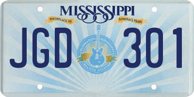 MS license plate JGD301