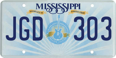 MS license plate JGD303
