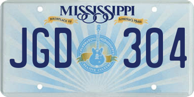 MS license plate JGD304