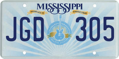MS license plate JGD305