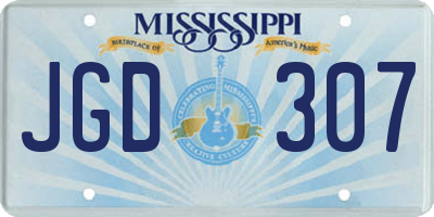 MS license plate JGD307