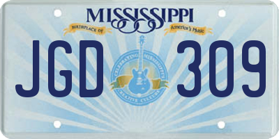 MS license plate JGD309