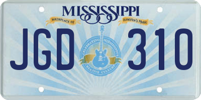 MS license plate JGD310