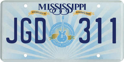 MS license plate JGD311