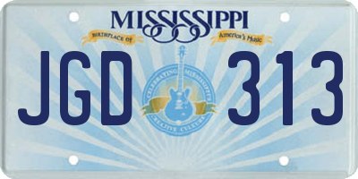 MS license plate JGD313