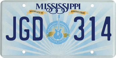 MS license plate JGD314