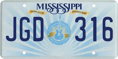MS license plate JGD316