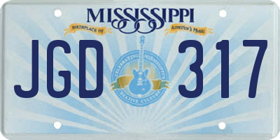 MS license plate JGD317