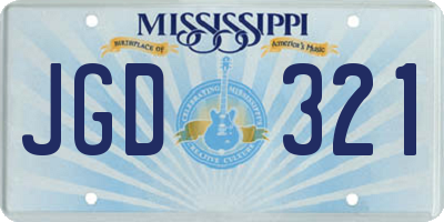 MS license plate JGD321