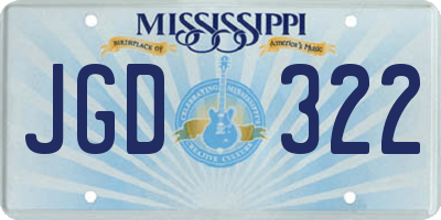 MS license plate JGD322