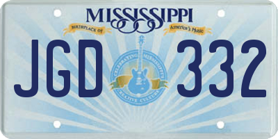 MS license plate JGD332